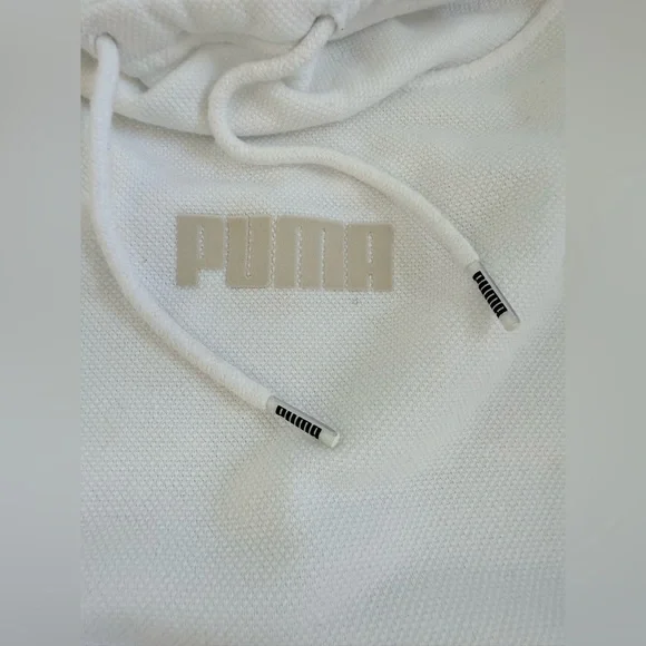 Puma Womens White Logo Hoodie Sweatshirt Casual Comfort Size XS - Picture 5 of 13